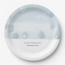 Plato De Papel Duste Blue Snowflake