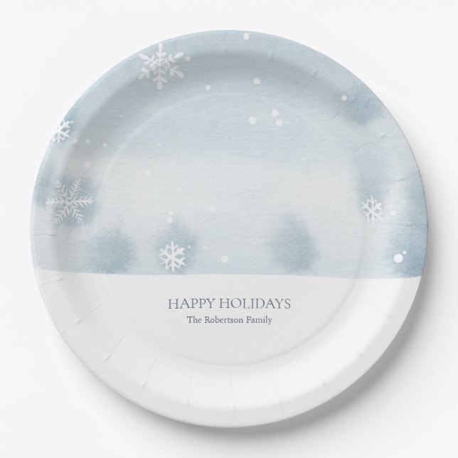 Plato De Papel Duste Blue Snowflake (Anverso)