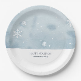 Plato De Papel Duste Blue Snowflake