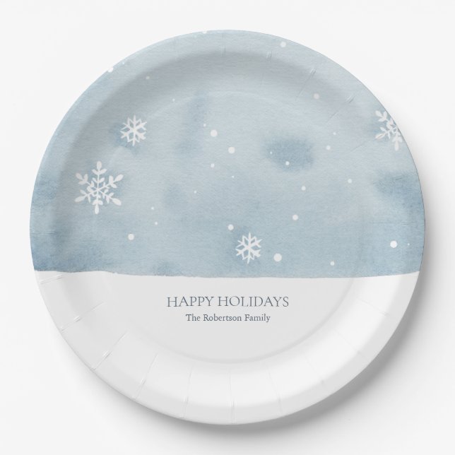 Plato De Papel Duste Blue Snowflake (Anverso)