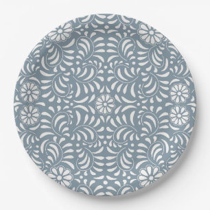 Plato De Papel Duste Blue Talavera Tile Estilo Español Fiesta