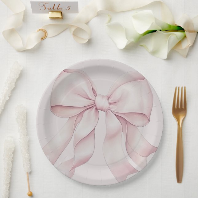 Plato De Papel Duste ducha de novias de vaca rosa (Boda)