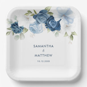 Plato De Papel Dusty Blue Floral Custom Wedding