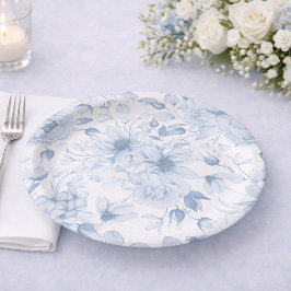 Plato De Papel Dusty Blue Floral Wedding