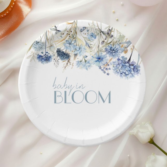 Plato De Papel DUSTY Blue Hydrangea Wildflower Baby Shower (Subido por el creador)