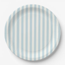 Plato De Papel Dusty Blue Stripes Fiesta clásico