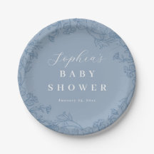 Dusty Blue Vintage Floral Baby Shower