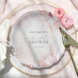 Plato De Papel Dusty Blue y Blush Pink Flora Despedida de Soltera