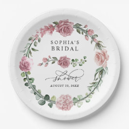 Plato De Papel Dusty Pink Floral Bridal Shower