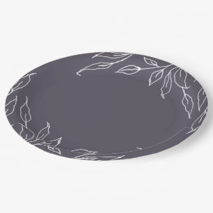 Plato De Papel Dusty Purple Leaf Motif Fiesta de Acción de Gracia