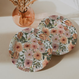 Plato De Papel Dusty Rosa Terracotta Floral