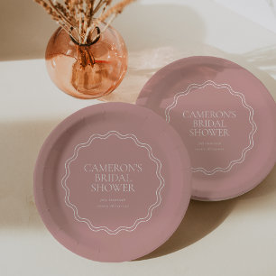 Plato De Papel Dusty Rose Borde Ondulado de Venera para Bridal