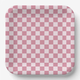 Plato De Papel Dusty rose checkerboard pattern