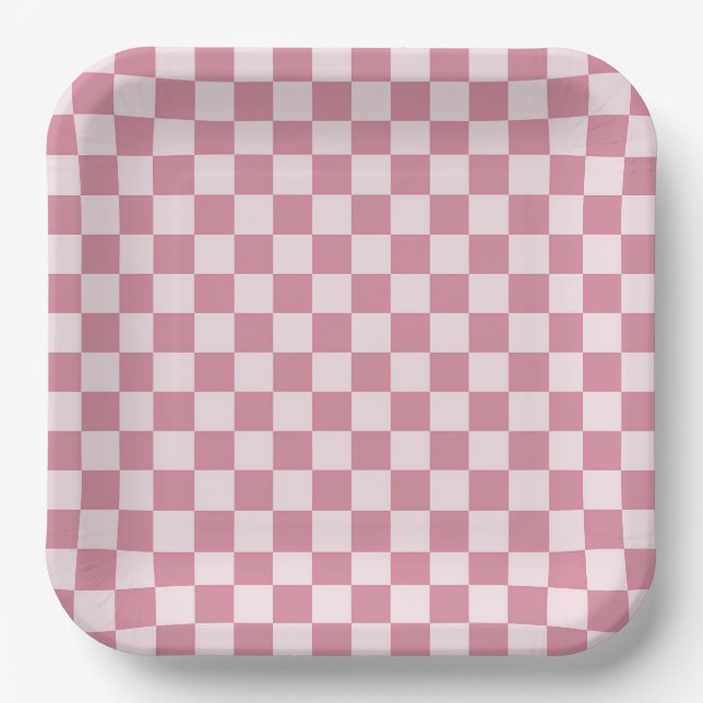 Plato De Papel Dusty rose checkerboard pattern (Anverso)