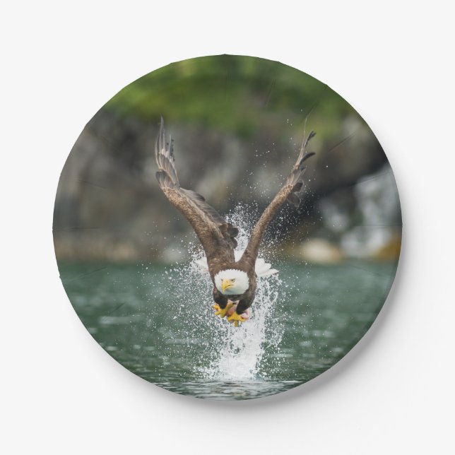 Plato De Papel Eagle calvo la captura grande (Anverso)