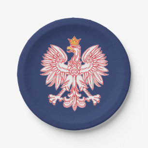 Plato De Papel Eagle polaco resumido en rojo