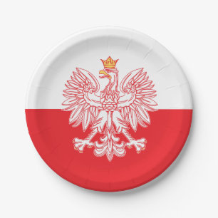 Plato De Papel Eagle polaco resumido en rojo