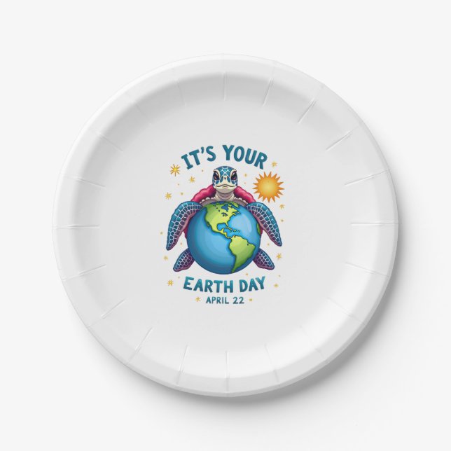Plato De Papel Earth Day Turtle Design April 22 For Nature Lovers (Anverso)