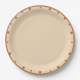 Plato De Papel Earth Tones Sand Terra Cotta Polka Dots 