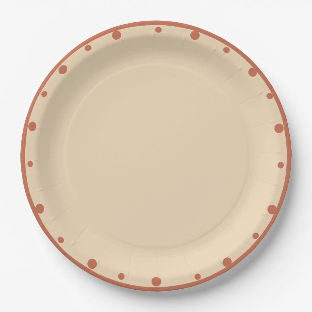 Plato De Papel Earth Tones Sand Terra Cotta Polka Dots  (Anverso)
