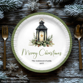 Plato De Papel Earthy Bohemian Christmas Lantern in Rustic Plate