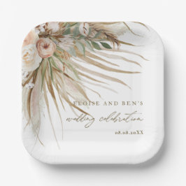 Plato De Papel Earthy Dried Pampas Boda de Floral Grass
