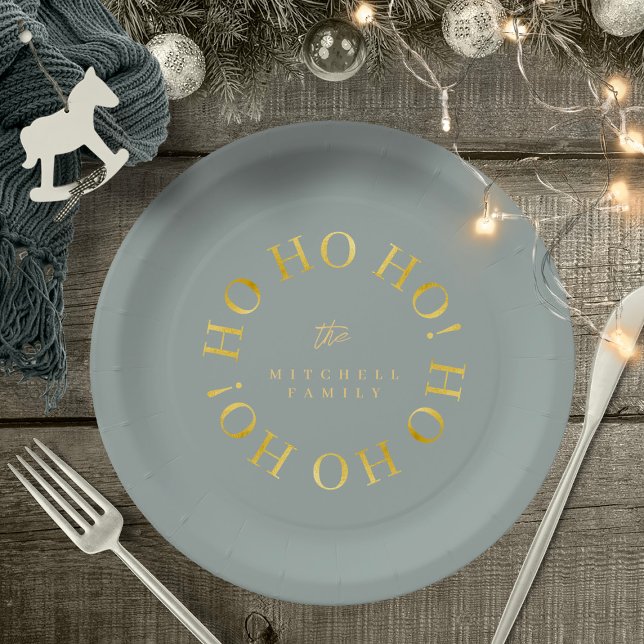 Plato De Papel Earthy Green Gold Navidades Ho Ho ID1009 (Subido por el creador)