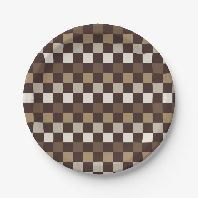 Plato De Papel Earthy minerals checkerboard pattern (Anverso)