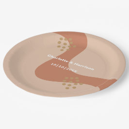 Plato De Papel Earthy Soft Terracotta Moderno Resumen Boda