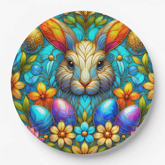 Plato De Papel EASTER BUNNY 3D ~ Multicolorizado ~ (Anverso)