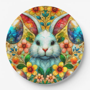 Plato De Papel EASTER BUNNY 3D ~ Tintas de alcohol ~ Placa de pap