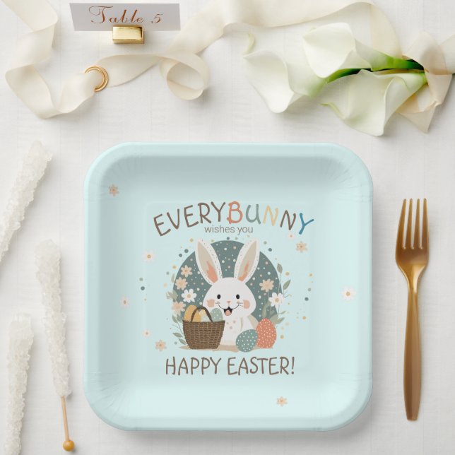 Plato De Papel Easter Bunny Egg Basket ID1013 (Boda)