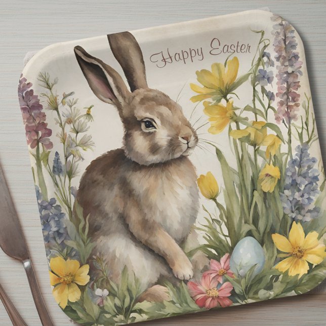 Plato De Papel Easter Bunny Egg Floral (Subido por el creador)