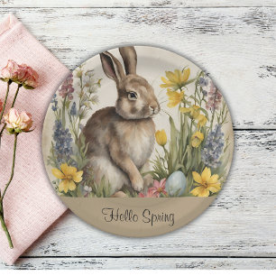 Plato De Papel Easter Bunny Egg Floral