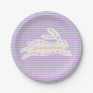 Plato De Papel Easter Bunny Gingham Personalizado