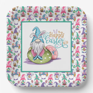 Plato De Papel Easter Bunny Gnomes