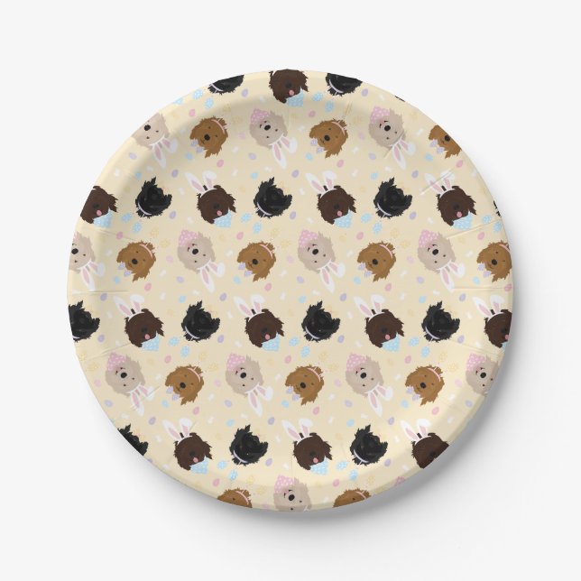 Plato De Papel Easter Bunny Goldendoodle Dogs (Anverso)