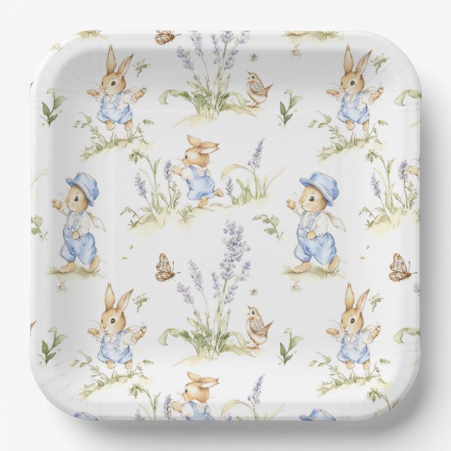 Plato De Papel Easter Bunny Vintage Rabbit (Anverso)