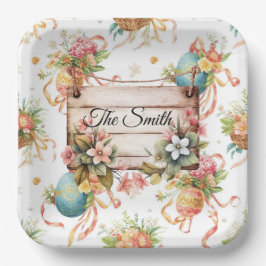 Plato De Papel Easter Egg Hunt Party with Family Name