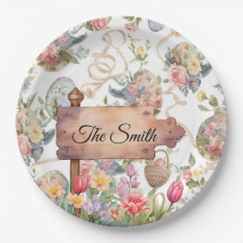 Plato De Papel Easter Egg Hunt Party with Family Name