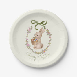 Plato De Papel Easter Floral Bunny Egg Hunt
