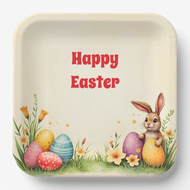 Plato De Papel Easter Little Rabbit Popular Collection (Anverso)