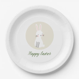 Plato De Papel Easter Paper Plate with Cute Bunny Design