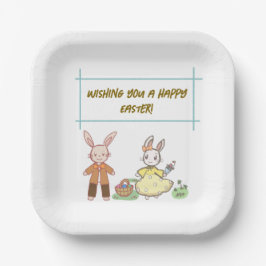 Plato De Papel Easter rabbit in light colors.淡い色のうさぎペーパープレート
