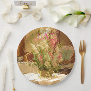 Plato De Papel Eat Love Play Fiesta Tema