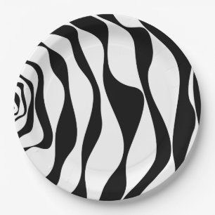 Plato De Papel Ebb y Flow 4 - Blanco y negro