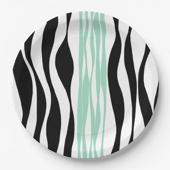 Plato De Papel Ebb y Flow - Mint Green, White y Black (Anverso)
