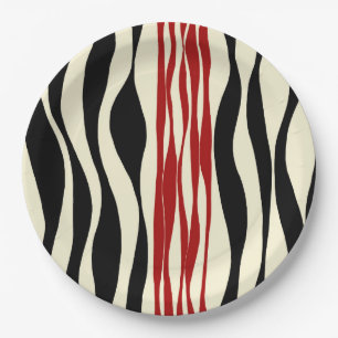 Plato De Papel Ebb y Flow - Rojo y Crema
