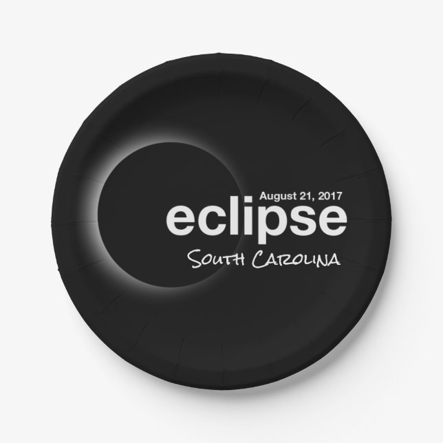Plato De Papel Eclipse 2017 Carolina del Sur (Anverso)