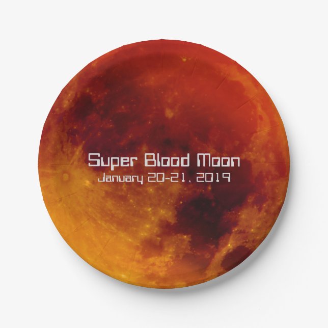 Plato De Papel Eclipse de luna Super Sangre 2019 (Anverso)